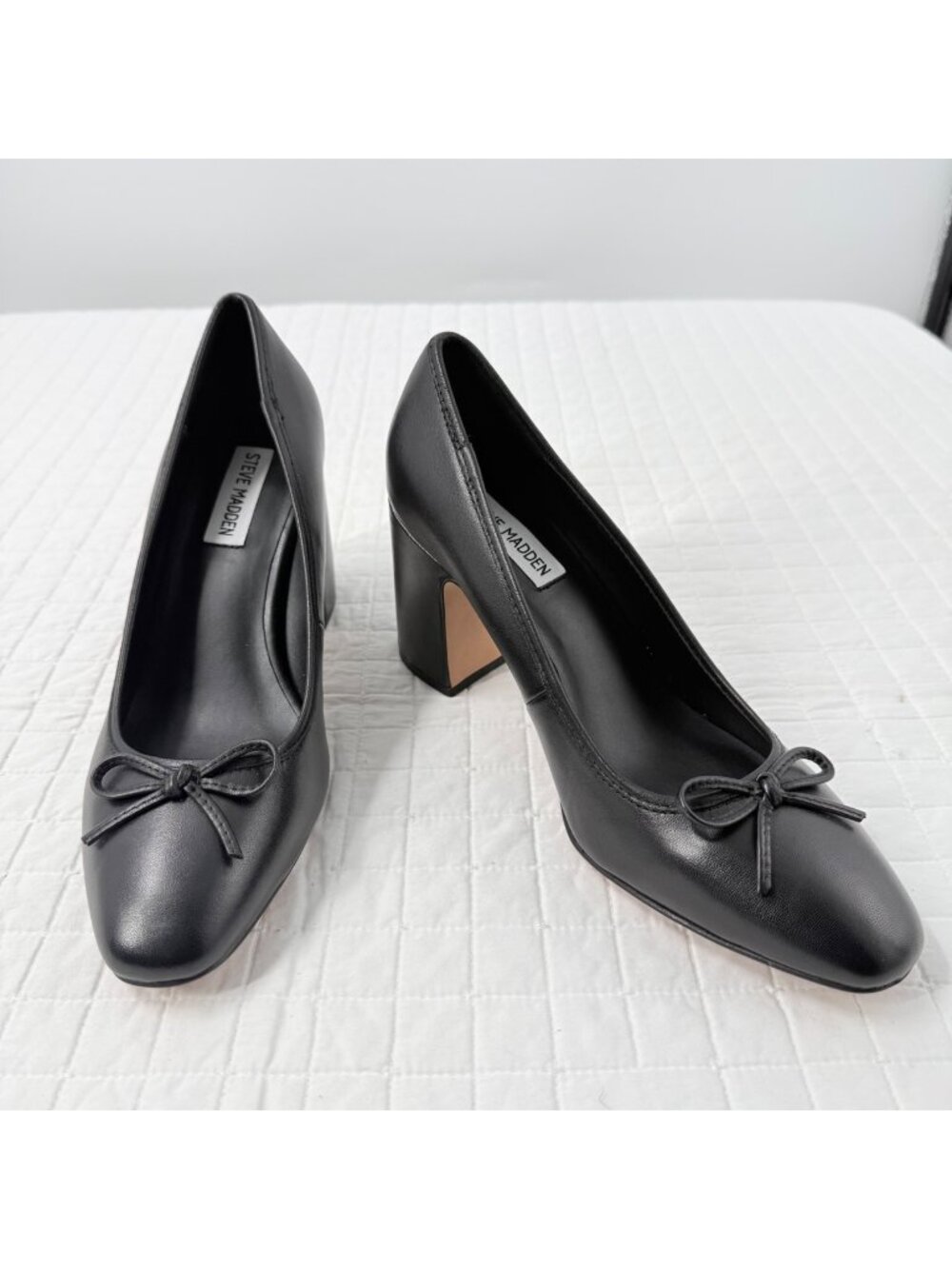 NWB, Steve Madden Cohen Black Leather Block Heel Size 8